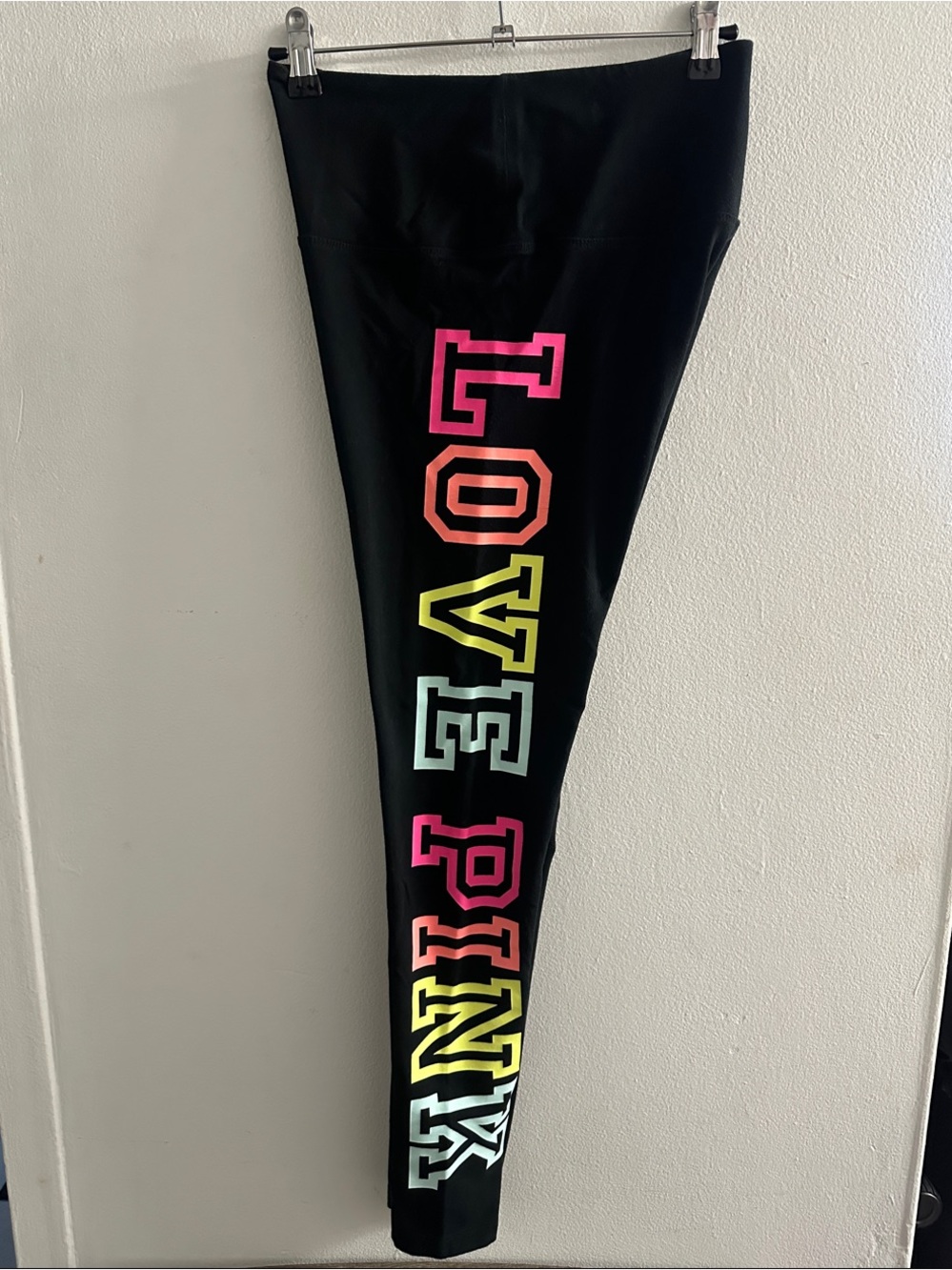 Victoria's Sectret LOVE PINK Size Medium Black Leggings with Logo